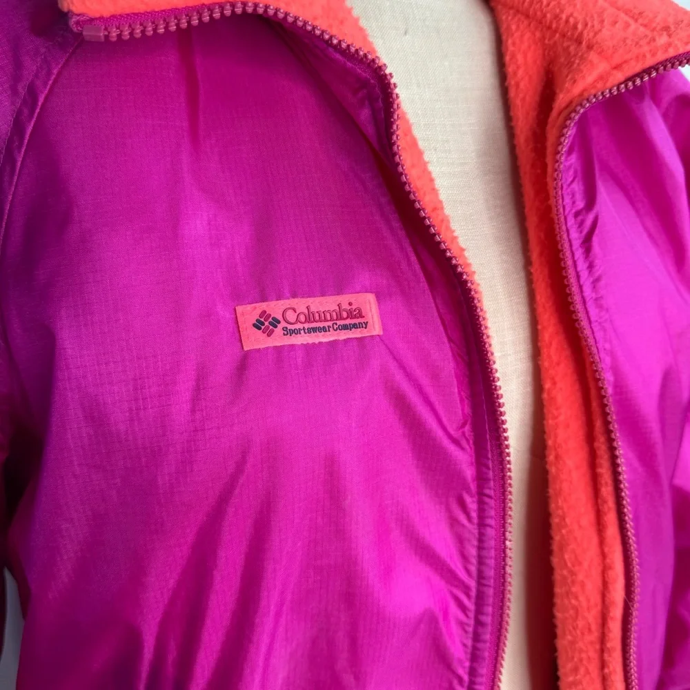 Vintage Columbia Women's Fleece Lined Nylon Jacket Large Fuchsia Pink Orange - Picture 10 of 11